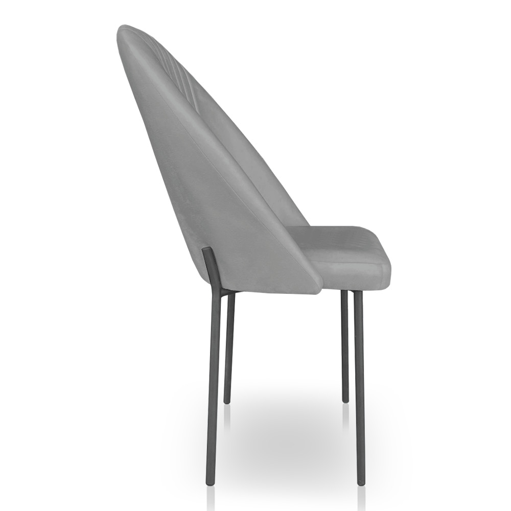 Cadeira Poltrona de Jantar Ariel Suede Grafite Pés de Ferro Preto - Pallazio