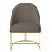 Cadeira Poltrona de Jantar Bela Corano Nozes e Linho Grafite Base Metálica Industrial Dourado - Pallazio