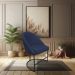Cadeira Poltrona de Jantar Bela Suede Azul Marinho Base Metálica Industrial Preto - Pallazio