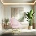 Cadeira Poltrona de Jantar Bela Suede Rosa Bebê Base Metálica Luxo Dourado - Pallazio