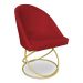 Cadeira Poltrona de Jantar Bela Suede Vermelho Base Metálica Luxo Dourado - Pallazio