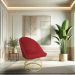 Cadeira Poltrona de Jantar Bela Suede Vermelho Base Metálica Luxo Dourado - Pallazio