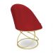 Cadeira Poltrona de Jantar Bela Suede Vermelho Base Metálica Luxo Dourado - Pallazio