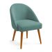 Cadeira Poltrona de Jantar Estofada Luna Boucle Azul Majestic Pés Palito Castanho - Pallazio