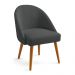 Cadeira Poltrona de Jantar Estofada Luna Boucle Grafite Pés Palito Castanho - Pallazio