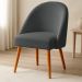 Cadeira Poltrona de Jantar Estofada Luna Boucle Grafite Pés Palito Castanho - Pallazio