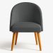 Cadeira Poltrona de Jantar Estofada Luna Boucle Grafite Pés Palito Castanho - Pallazio