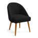 Cadeira Poltrona de Jantar Estofada Luna Boucle Preto Pés Palito Castanho - Pallazio