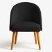Cadeira Poltrona de Jantar Estofada Luna Boucle Preto Pés Palito Castanho - Pallazio