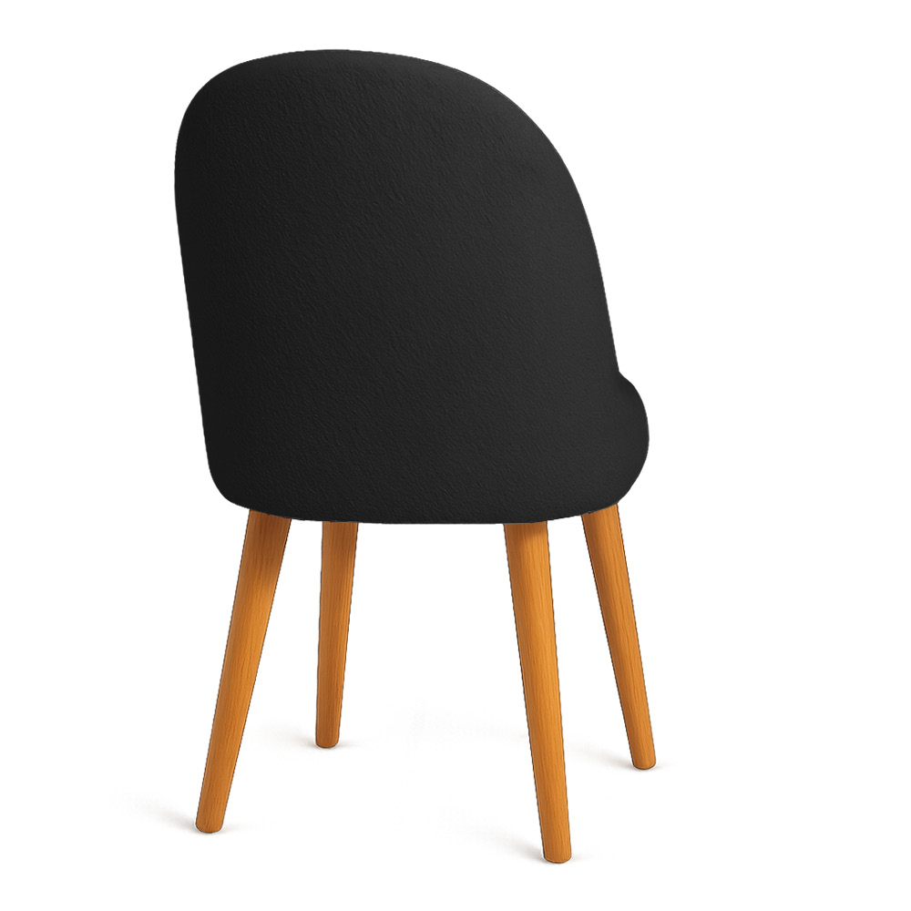 Cadeira Poltrona de Jantar Estofada Luna Boucle Preto Pés Palito Castanho - Pallazio