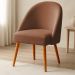 Cadeira Poltrona de Jantar Estofada Luna Boucle Terracota Pés Palito Castanho - Pallazio