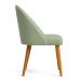 Cadeira Poltrona de Jantar Estofada Luna Boucle Verde Pistache Pés Palito Castanho - Pallazio