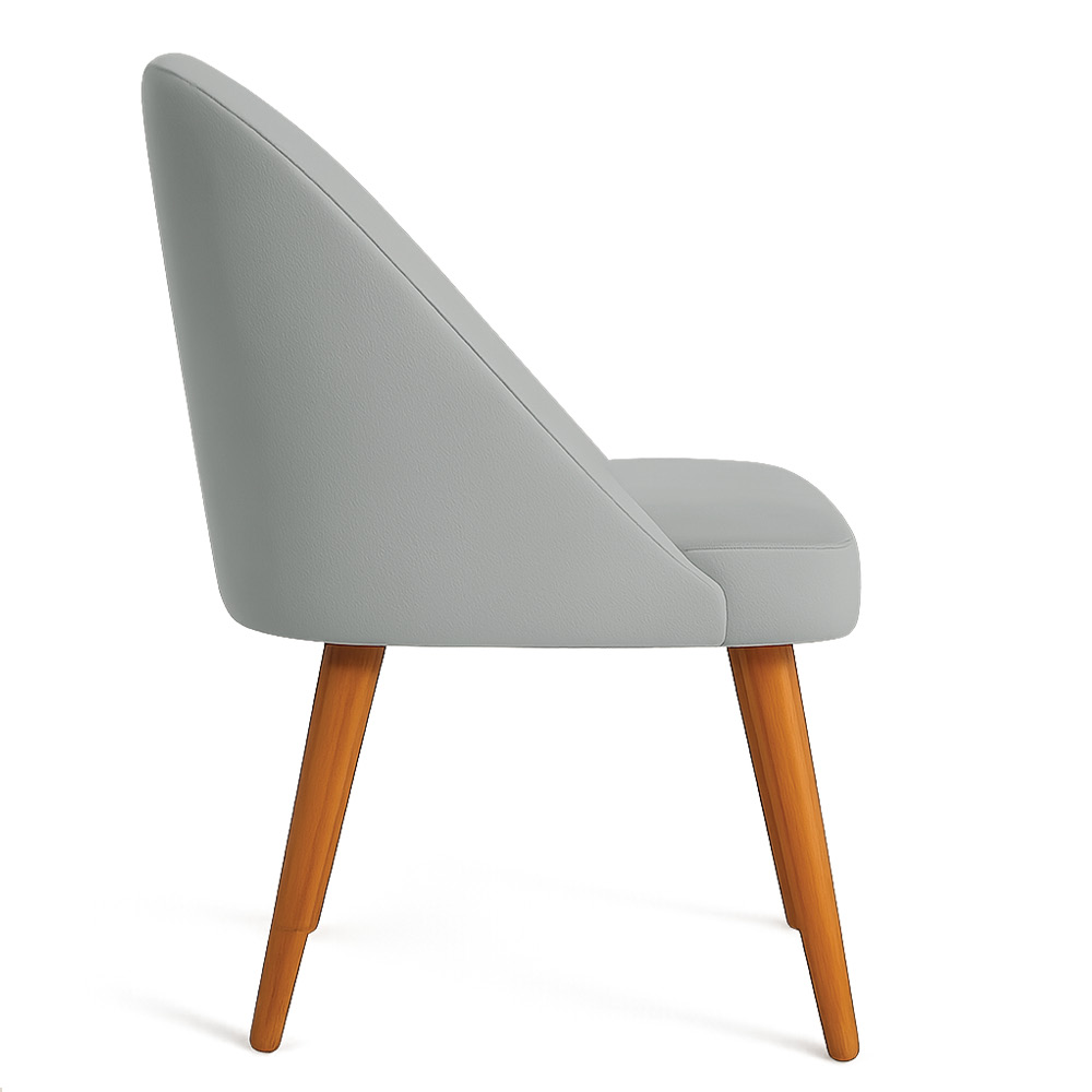 Cadeira Poltrona de Jantar Luna Suede Cinza Pés Palito Castanho - Pallazio