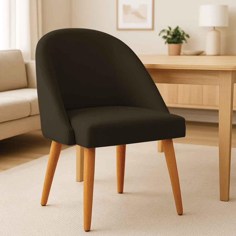 Cadeira Poltrona de Jantar Luna Suede Marrom Pés Palito Castanho - Pallazio