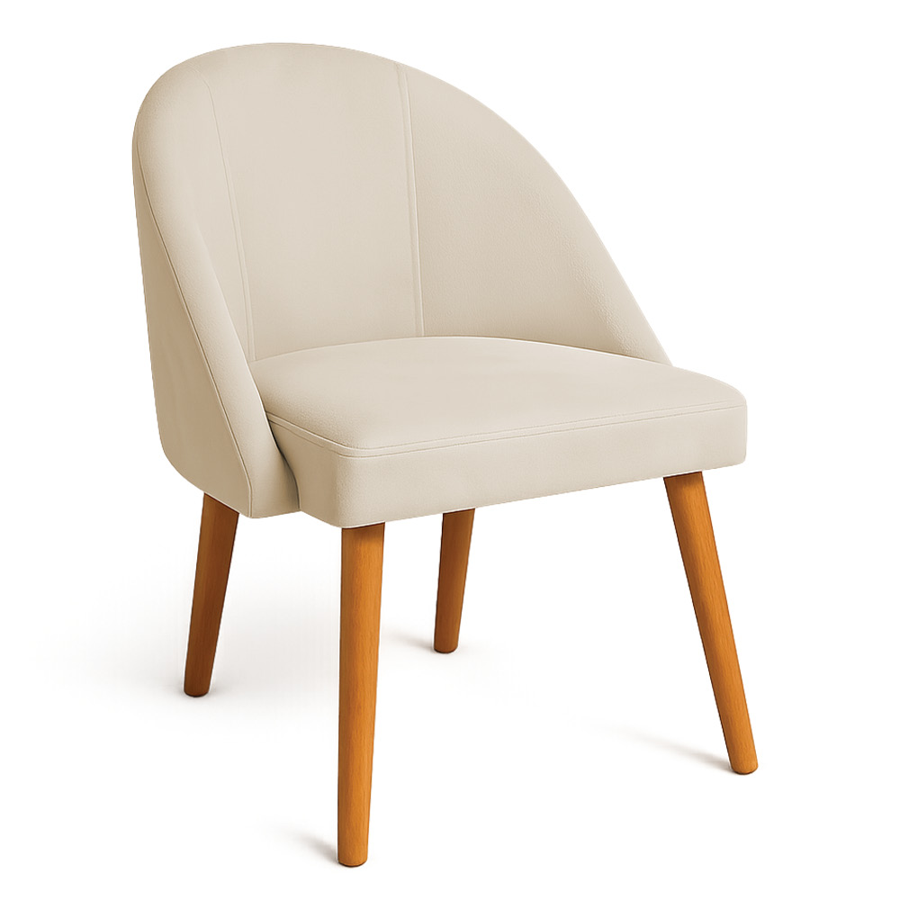 Cadeira Poltrona de Jantar Luna Suede Pés Palito Castanho - Pallazio