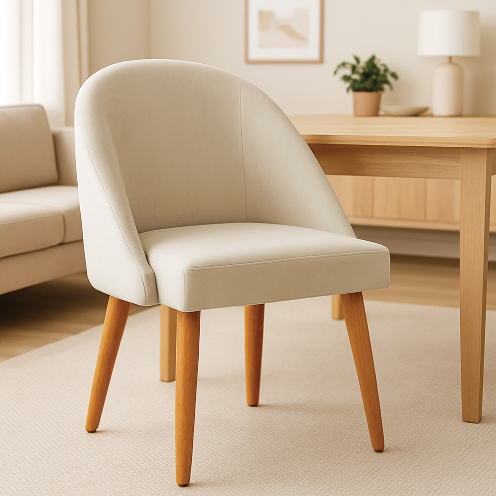 Cadeira Poltrona de Jantar Luna Suede Pés Palito Castanho - Pallazio