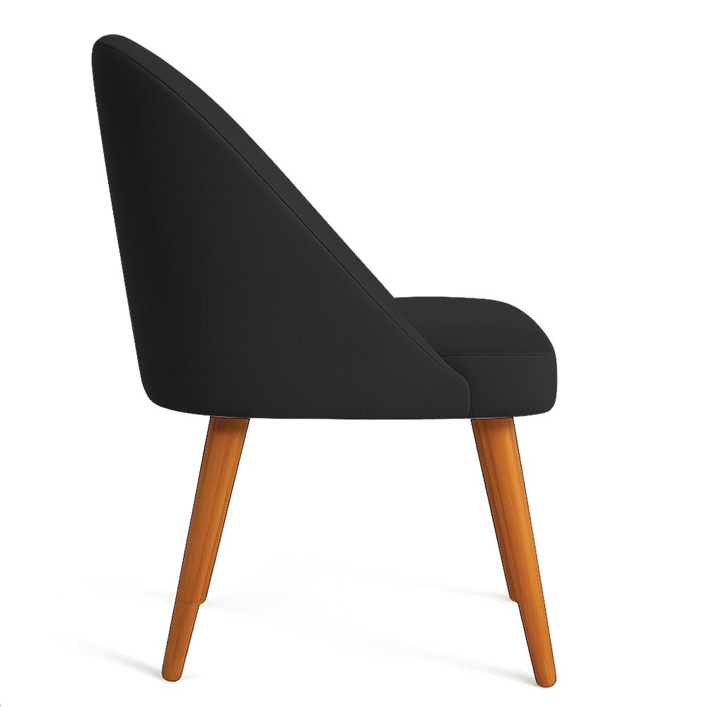 Cadeira Poltrona de Jantar Luna Suede Preto Pés Palito Castanho - Pallazio