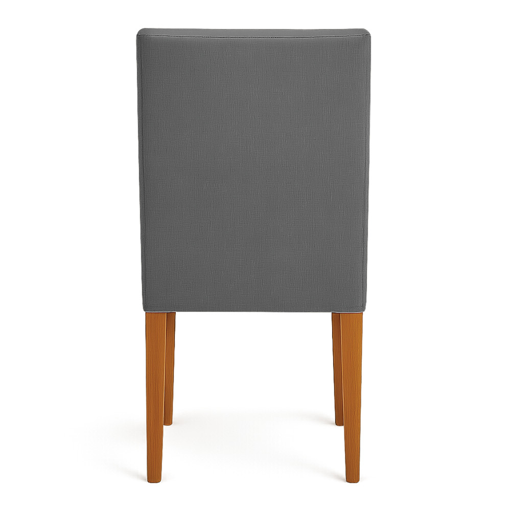 Cadeira de Jantar Estofada Siena Linho Grafite Pés Trapézio Castanho - Pallazio