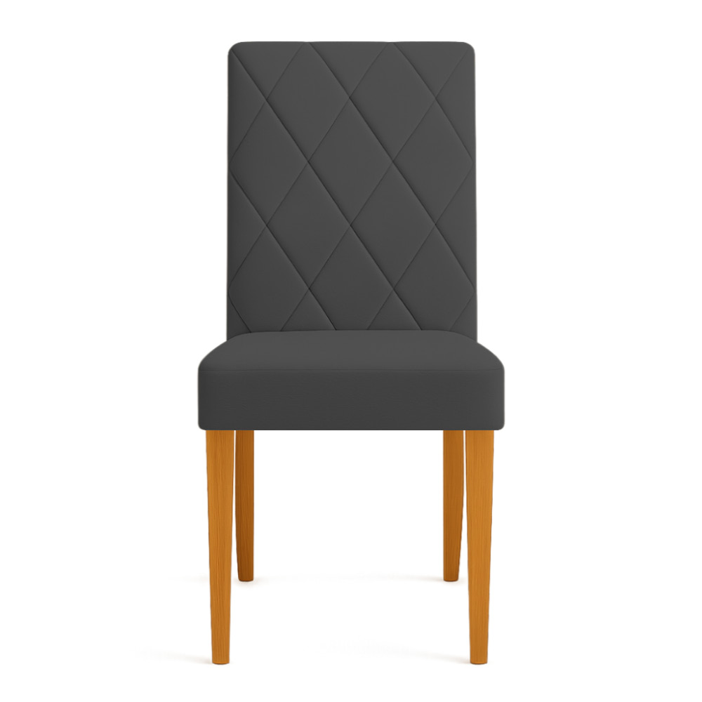 Cadeira de Jantar Estofada Siena Veludo Grafite Pés Trapézio Castanho - Pallazio