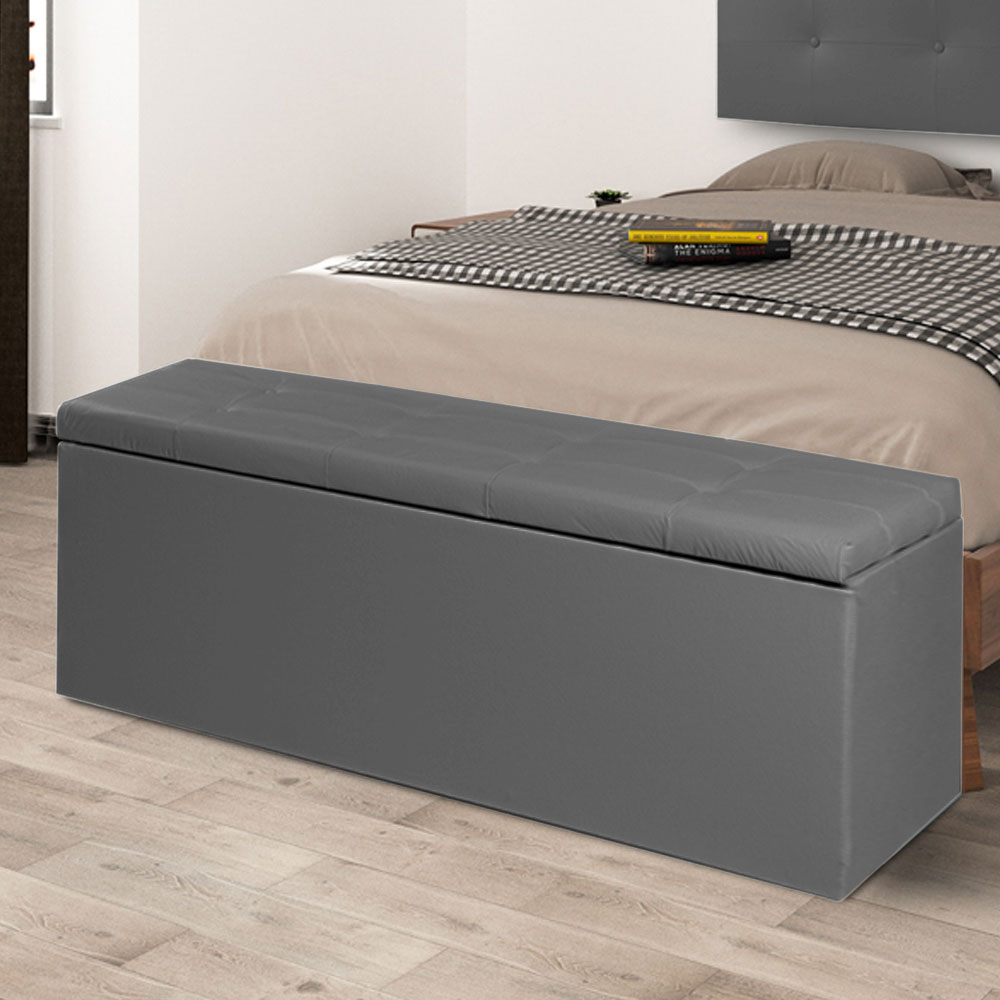 Calçadeira Recamier Baú King 1,95m Berlim Corano Cinza - Pallazio