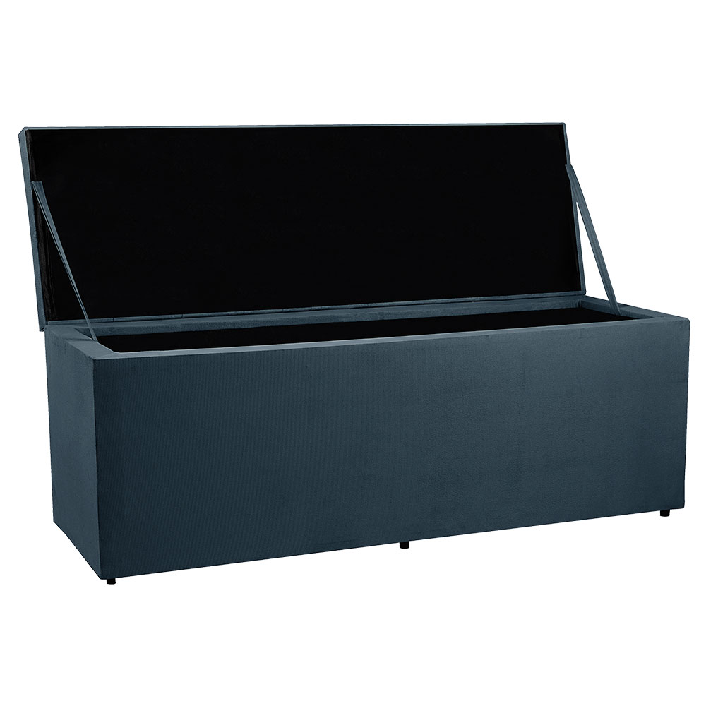 Calçadeira Recamier Baú King 1,95m Madrid Suede Azul Marinho - Pallazio