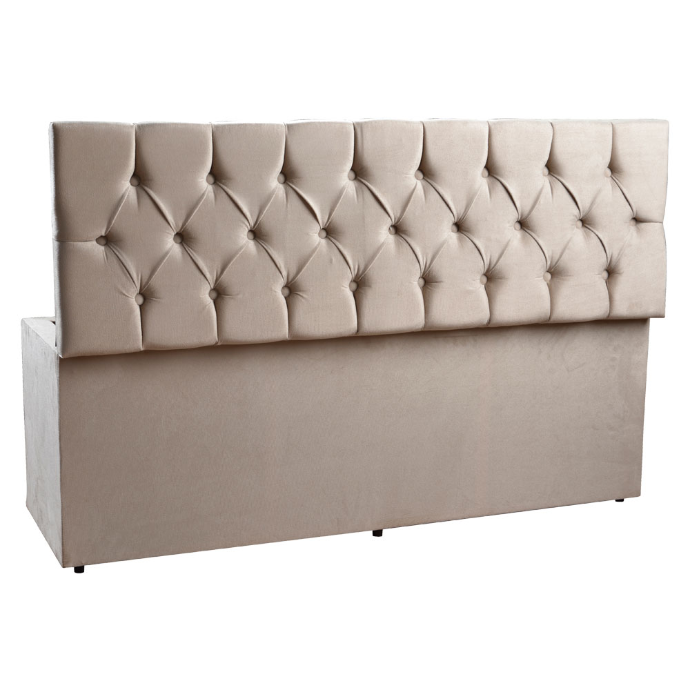 Calçadeira Recamier Baú King 1,95m Madrid Suede Bege - Pallazio