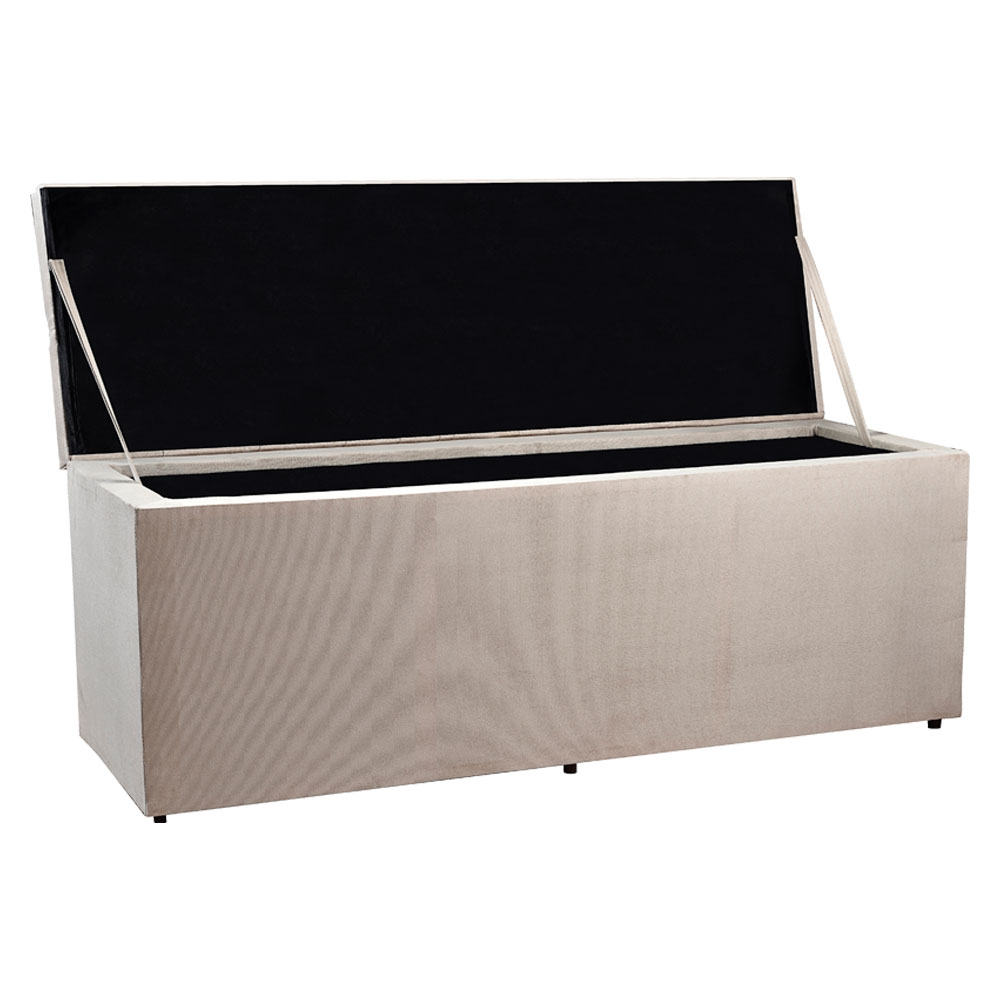 Calçadeira Recamier Baú King 1,95m Madrid Suede Bege - Pallazio