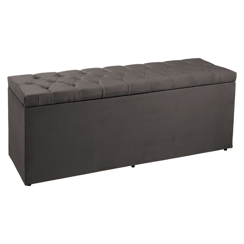Calçadeira Recamier Baú King 1,95m Madrid Suede Cinza - Pallazio