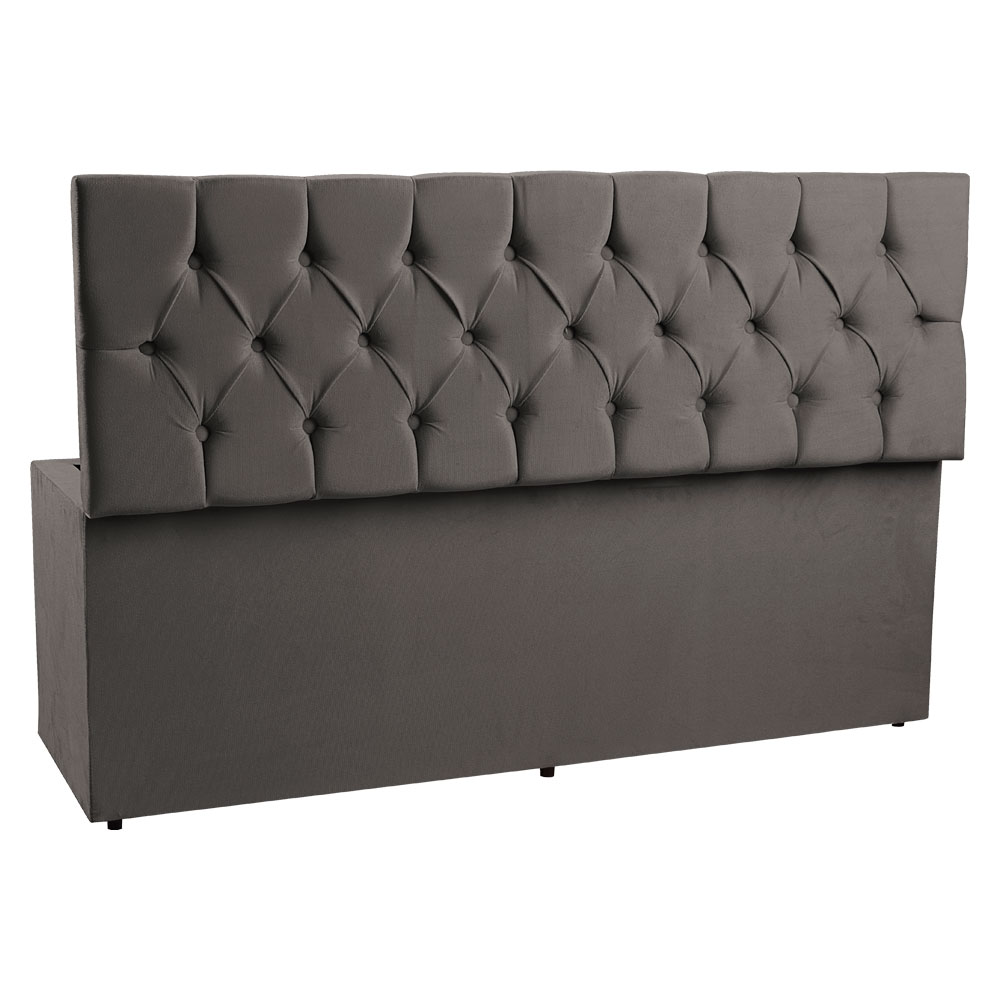 Calçadeira Recamier Baú King 1,95m Madrid Suede Cinza - Pallazio