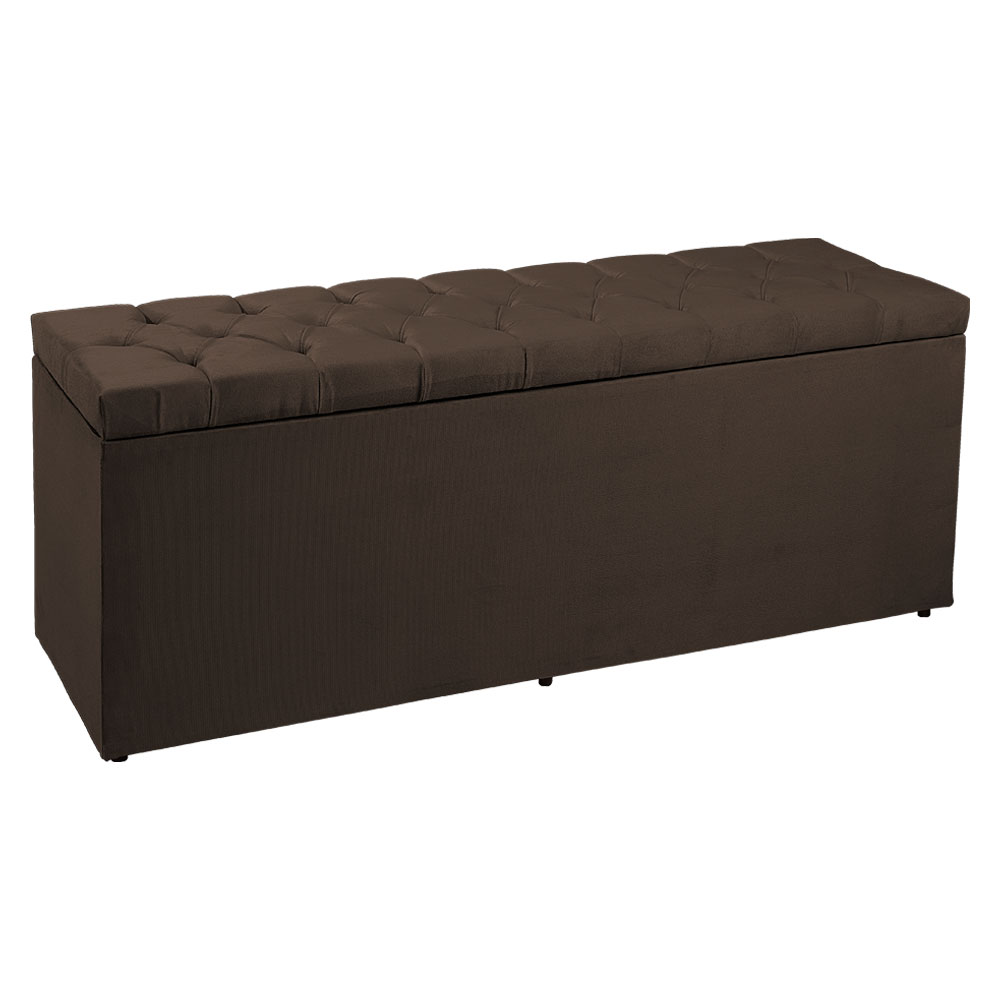 Calçadeira Recamier Baú King 1,95m Madrid Suede Marrom - Pallazio