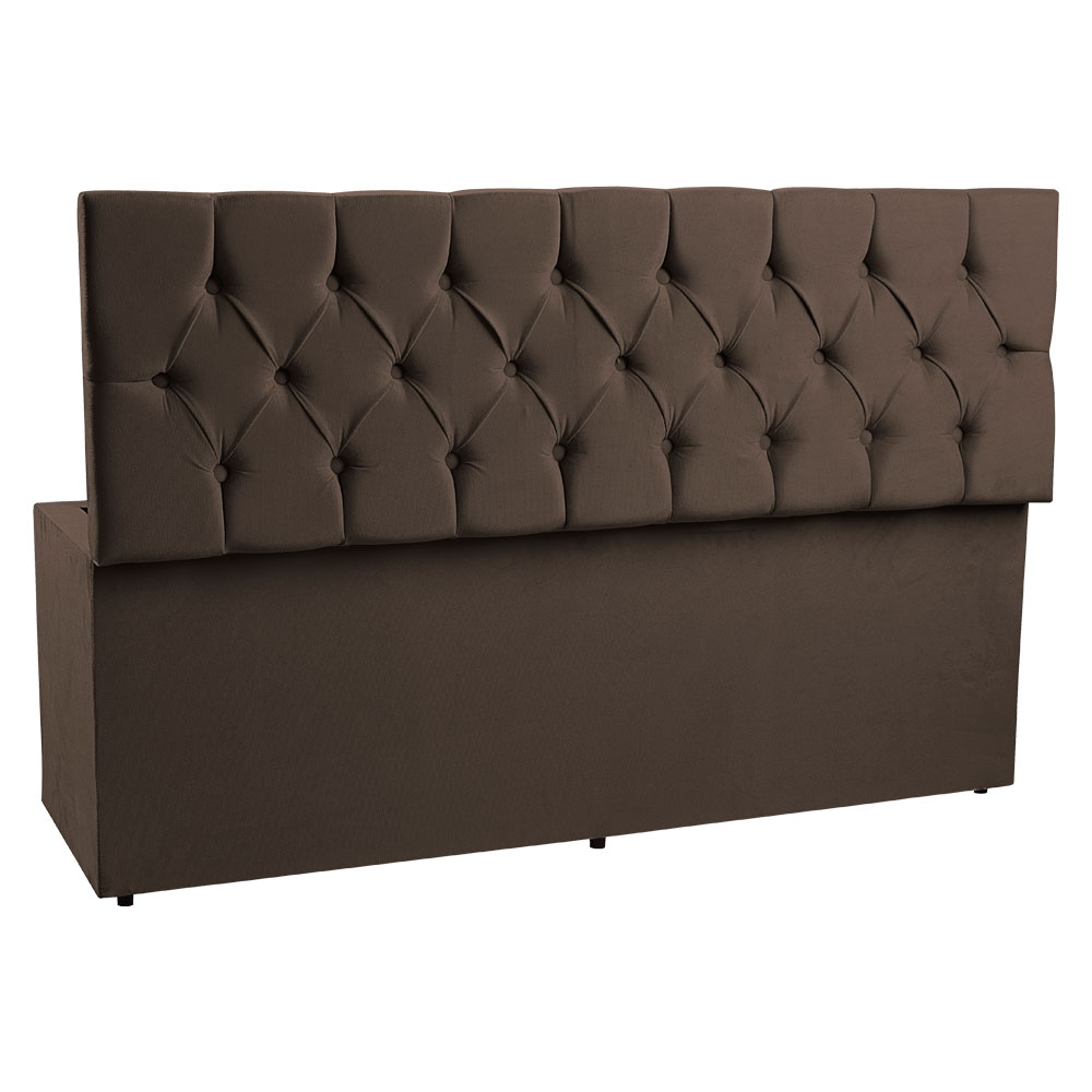 Calçadeira Recamier Baú King 1,95m Madrid Suede Marrom - Pallazio