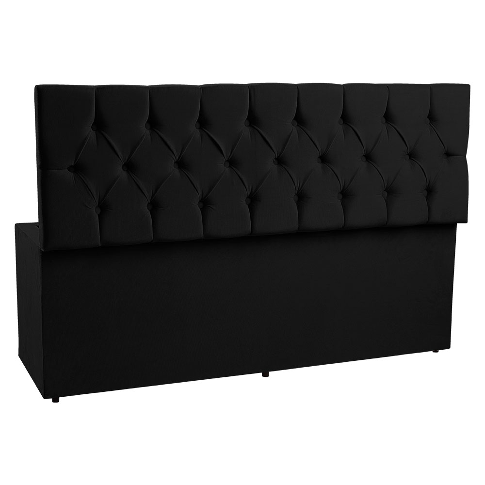 Calçadeira Recamier Baú King 1,95m Madrid Suede Preto - Pallazio