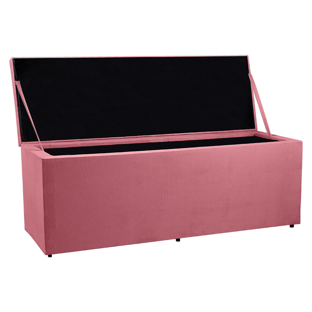 Calçadeira Recamier Baú King 1,95m Madrid Suede Rosa - Pallazio