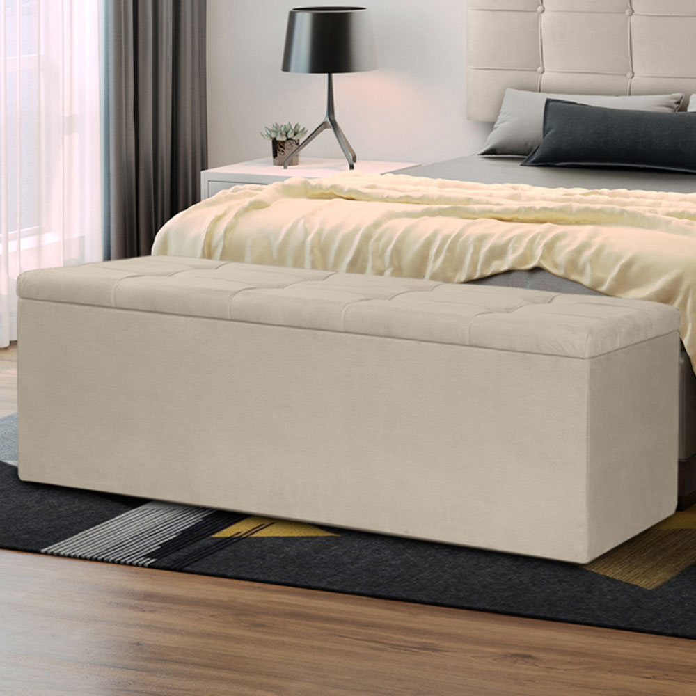 Calçadeira Recamier Baú King 1,95m Roma Suede - Pallazio