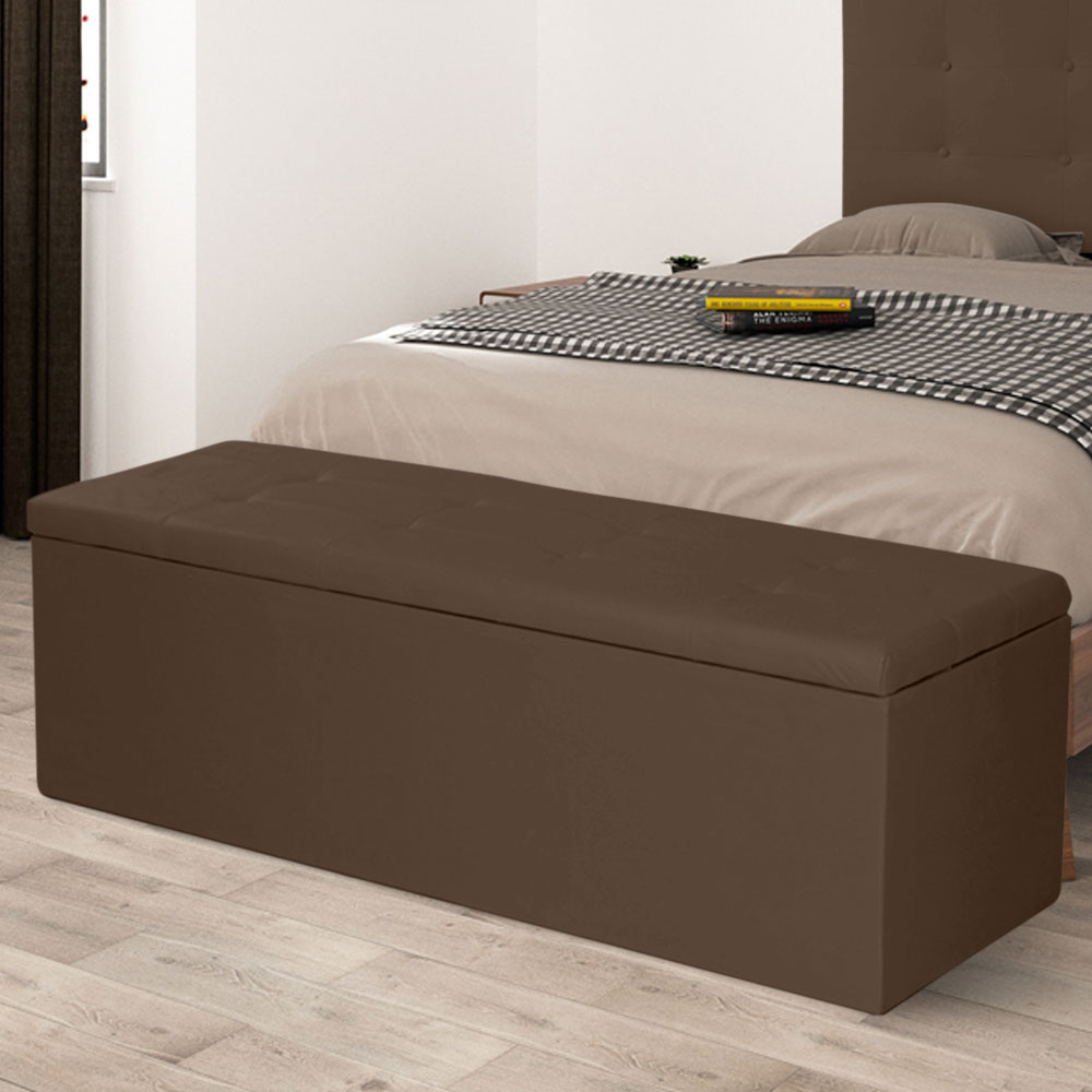 Calçadeira Recamier Baú Queen 1,60m Berlim Corano Marrom - Pallazio