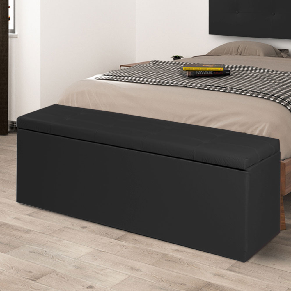 Calçadeira Recamier Baú Queen 1,60m Berlim Corano Preto - Pallazio