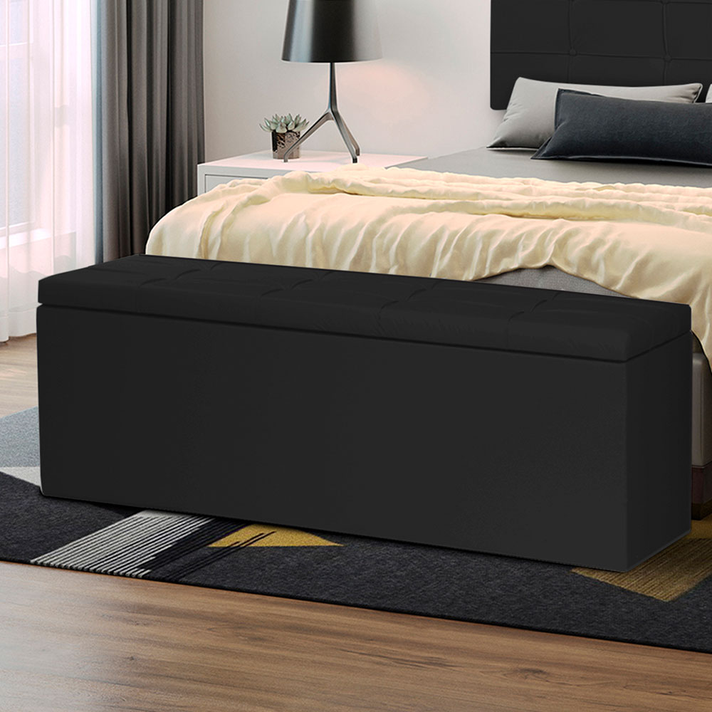 Calçadeira Recamier Baú Queen 1,60m Roma Corano Preto - Pallazio
