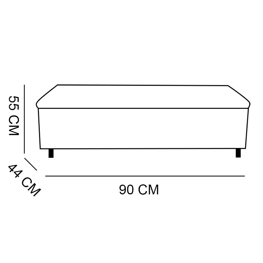 Calçadeira Recamier Baú Solteiro 0,90m Madrid Suede - Pallazio