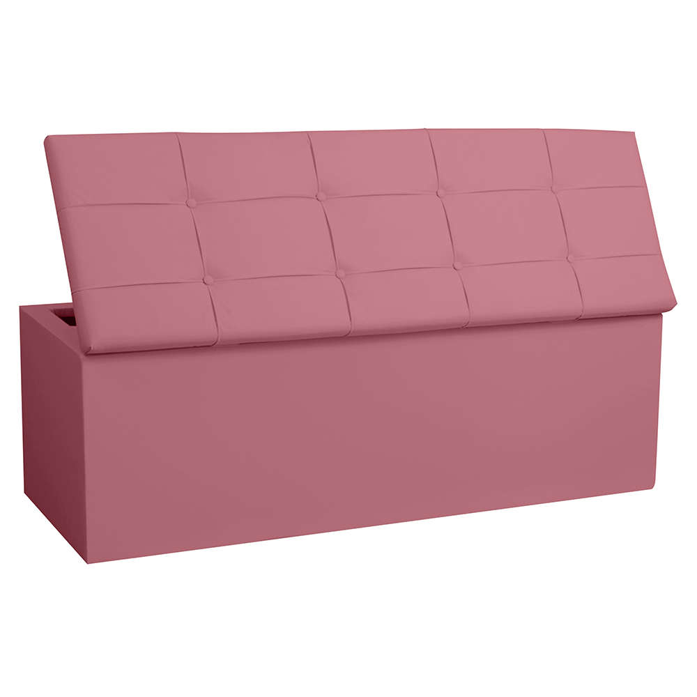 Calçadeira Recamier Baú Solteiro 0,90m Roma Suede Rosa - Pallazio