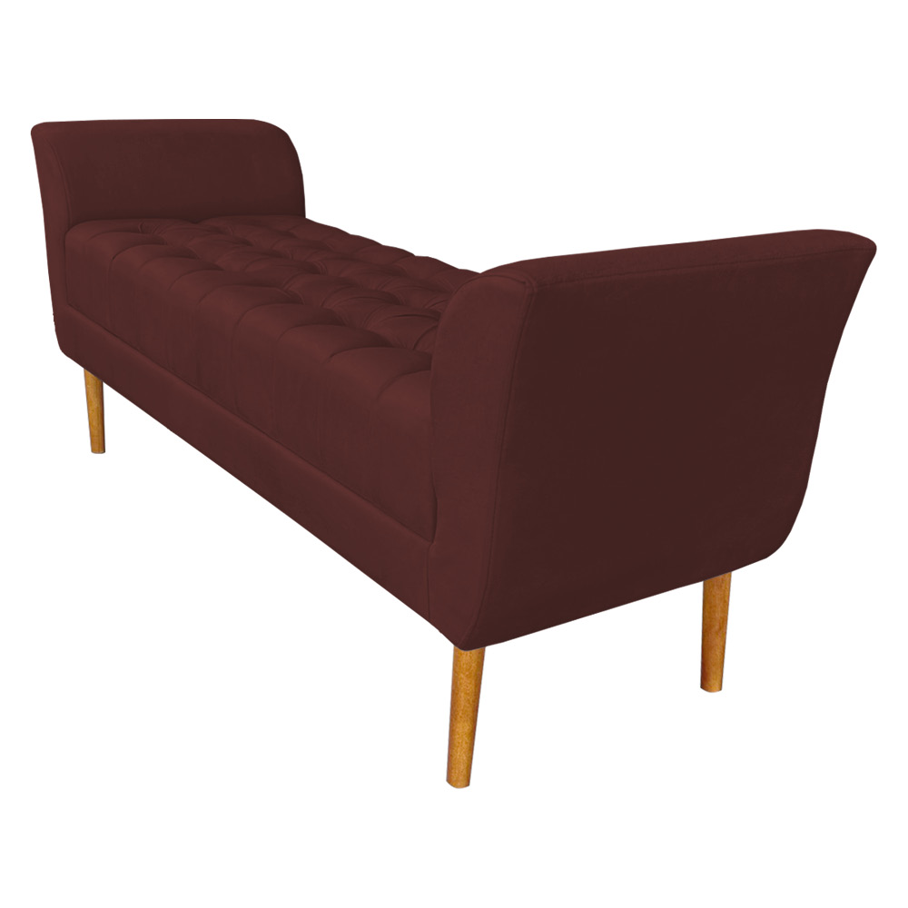 Calçadeira Recamier Casal 1,50m Londres Veludo Marsala - Pallazio