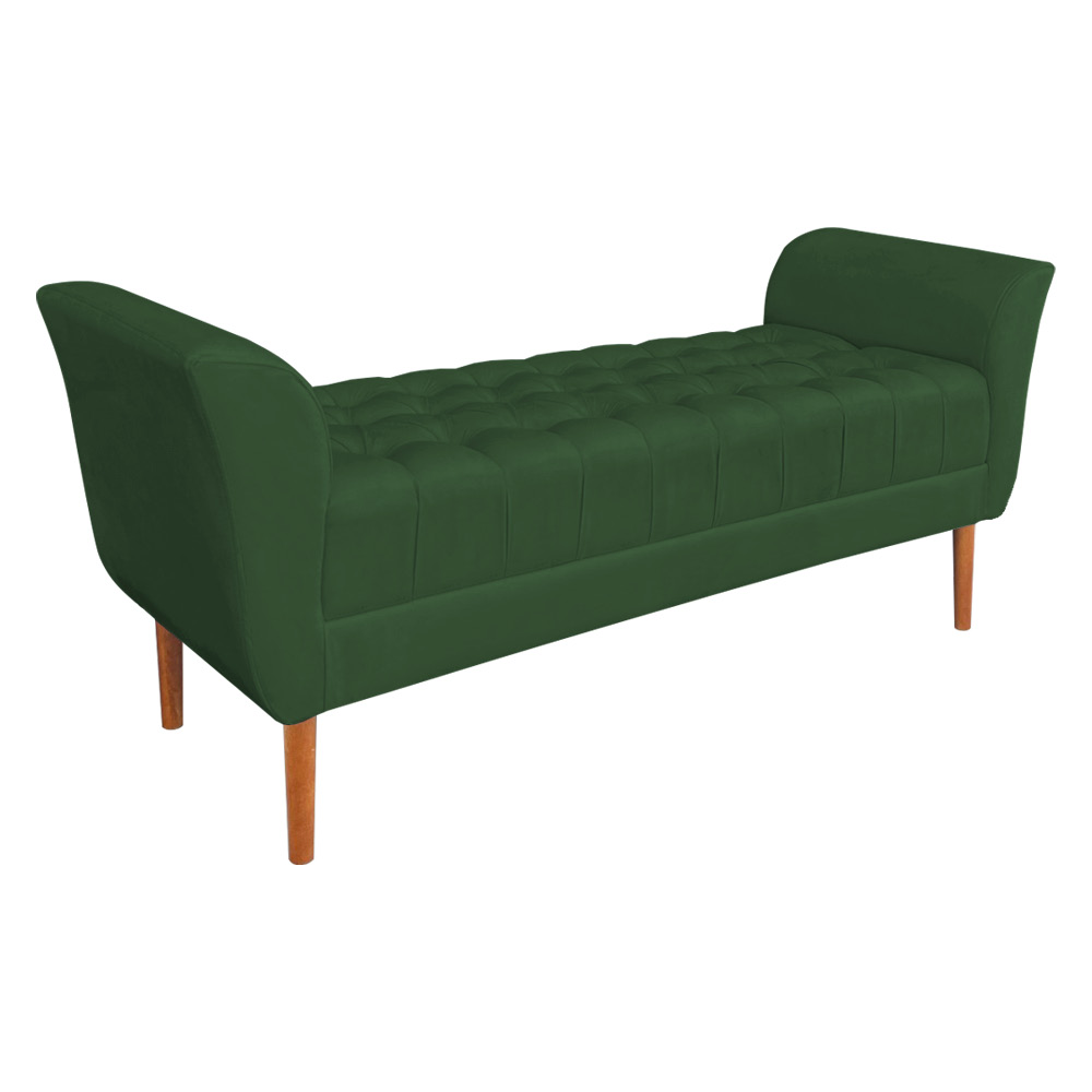 Calçadeira Recamier Casal 1,50m Londres Veludo Verde - Pallazio