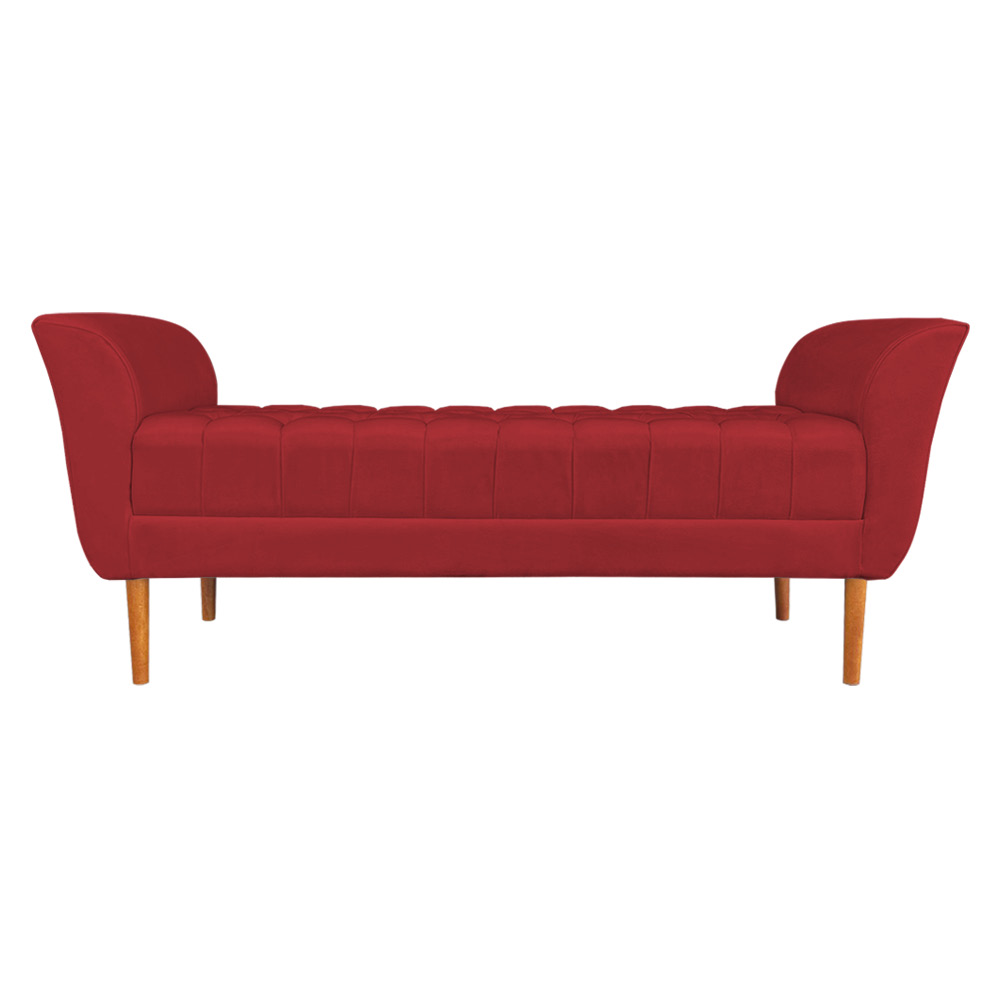Calçadeira Recamier Casal 1,50m Londres Veludo Vermelho - Pallazio