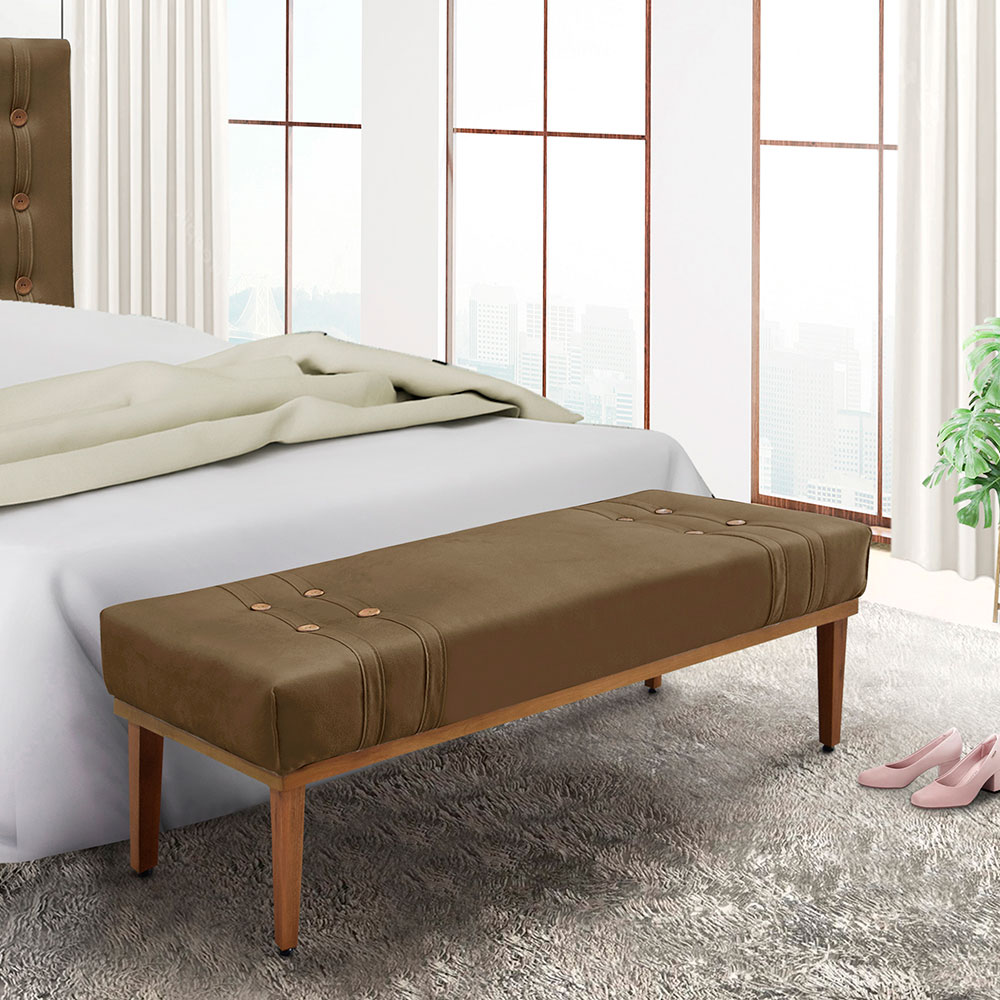 Calçadeira Recamier King 1,95m Gênova Suede Caramelo - Pallazio