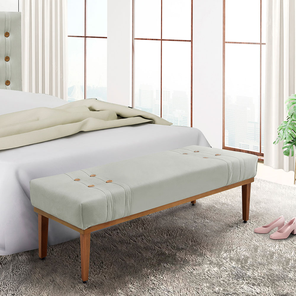 Calçadeira Recamier King 1,95m Gênova Veludo Cinza Prata - Pallazio