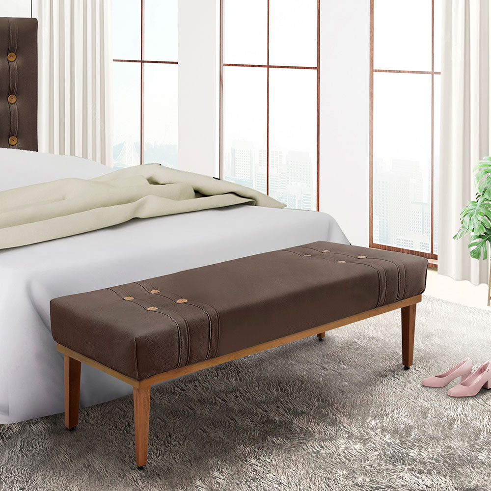 Calçadeira Recamier King 1,95m Gênova Veludo Marrom - Pallazio