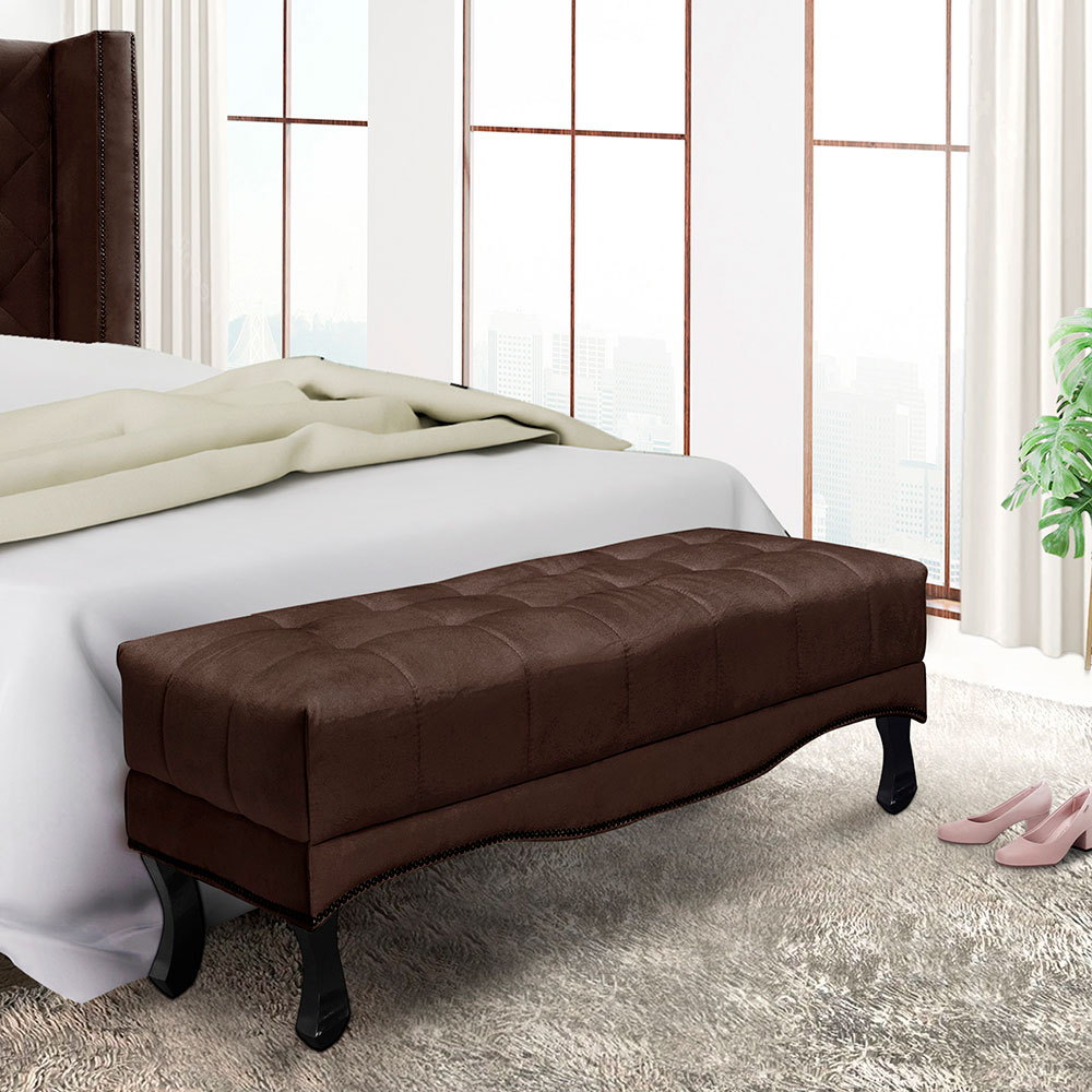 Calçadeira Recamier King 1,95m Vicenza Suede Marrom Café - Pallazio