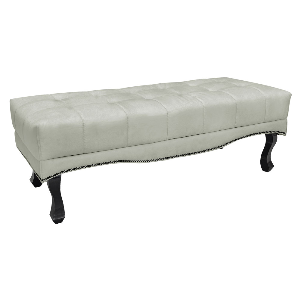 Calçadeira Recamier King 1,95m Vicenza Veludo Cinza Prata - Pallazio