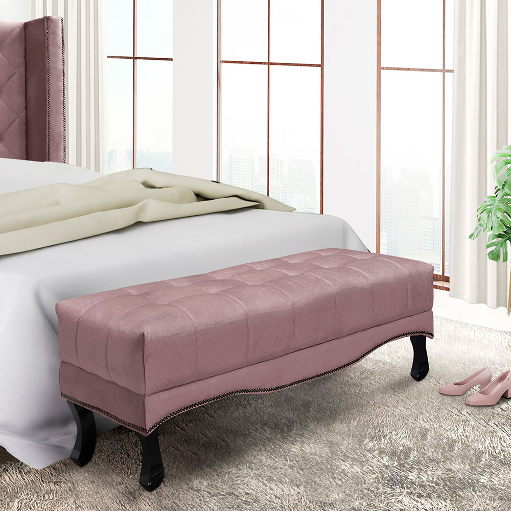 Calçadeira Recamier King 1,95m Vicenza Veludo Lilás - Pallazio