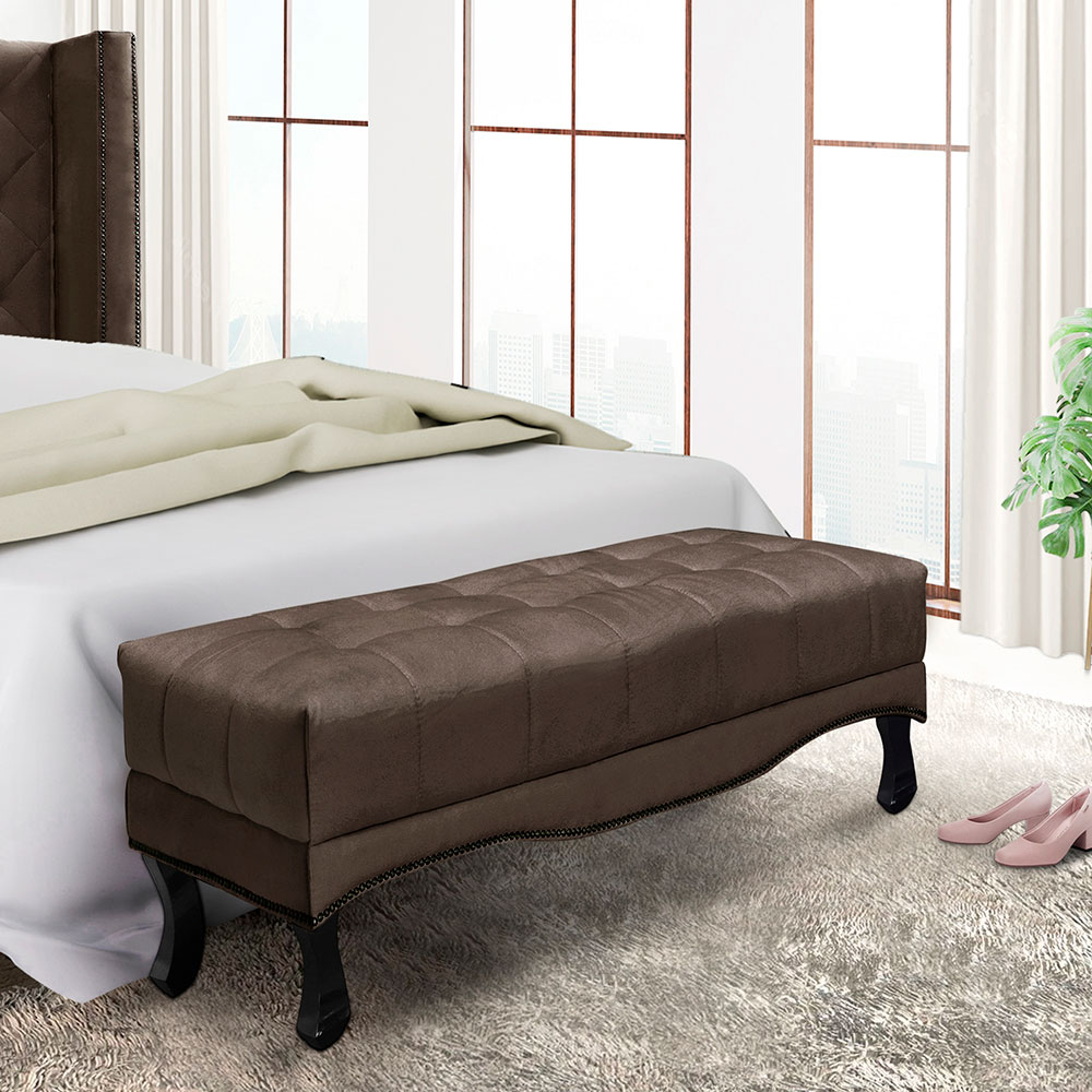 Calçadeira Recamier King 1,95m Vicenza Veludo Marrom - Pallazio