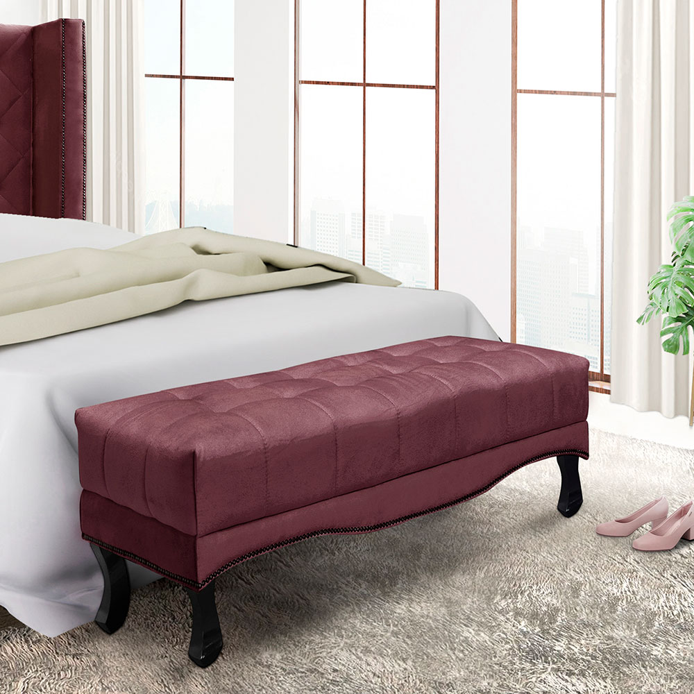 Calçadeira Recamier King 1,95m Vicenza Veludo Vinho - Pallazio